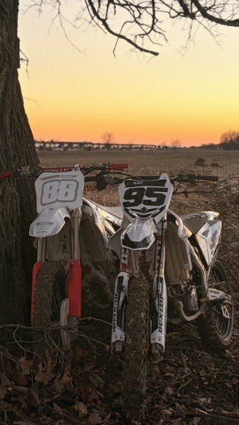 Dirt bikes at sunset